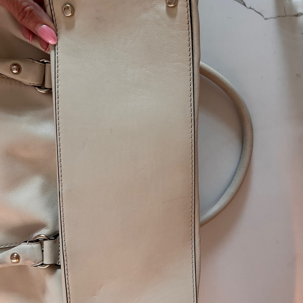 USED Kate Spade Cream Leather Shoulder Bag with Top Handles - Picture 5 of 16